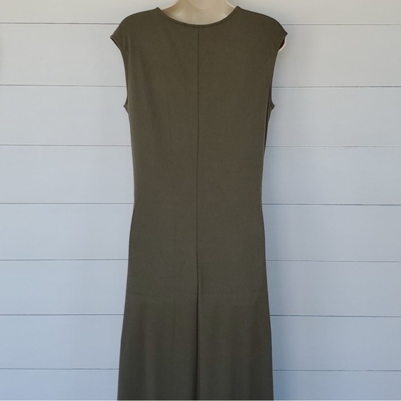 G.I.L.I. Olive Green Sleeveless Asymmetrical V-Neck Dress – Size M - Picture 5 of 12
